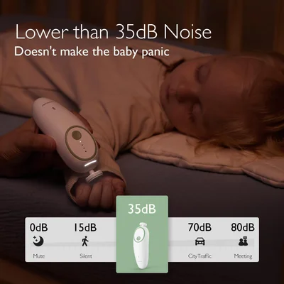 Momcozy Baby Nail File Electric, Gentle Baby Nail Trimmer Electric Rechargeable, Baby Nail Clipper Electric, 360° Fog LED Gentle Light, 7 Grinding Head Replacement Pads — image 3