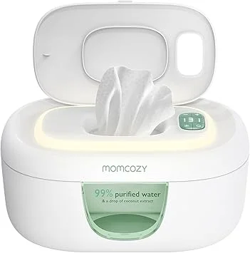 Momcozy Baby Wipe Warmer, Innovative Spring Design, Large Capacity Wipes Dispenser, Fast and Even Heating, 4 Modes of Temperature Heating Control, Diaper Wipe Warmer with Night Light - Default