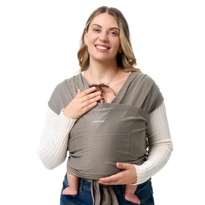 Momcozy Baby Wrap Carrier for 3.6-15kg, Easy to Wear Baby Sling Carriers from Newborn, Adjustable Baby Carriers for Newborn to Toddler, Black