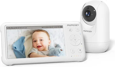 Momcozy Babyphone mit Kamera 5 Zoll 1080P HD-Video Babyphone ohne WLAN mit Kamera und Audio 5000 mAh Akku Babyphone, IR-Nachtsicht Weitwinkelobjektiv 2-Wege-Audio Vox-Modus 960 Fuß Reichweite - Display+1 Kamera