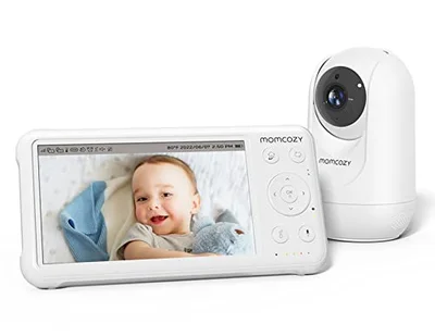 momcozy BM01 Baby Monitor, 5" 1080P HD Screen & Non-WiFi Camera with Mount - Whtie / BM01 with 1 Camera