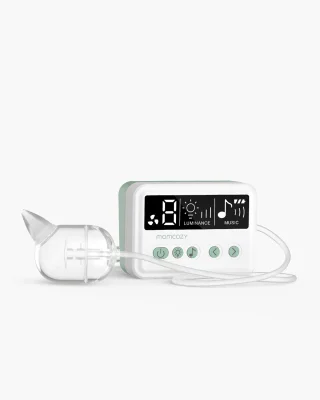 Momcozy BreezyClear™ 2-in-1 Electric Nasal Aspirator for Baby with Spray, 65kPa Hospital-Grade Suction, 4 Adjustable Levels, Quiet & Portable Nose Cleaner with Soothing Light & Music
