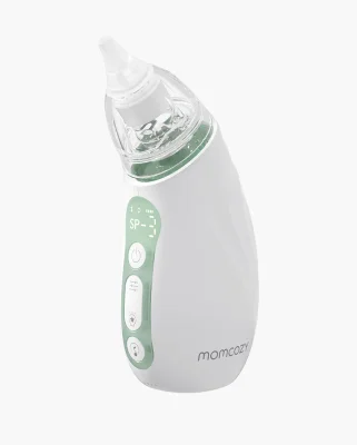 Momcozy BreezyClear™ 2-in-1 Electric Nasal Aspirator for Baby with Spray, 65kPa Hospital-Grade Suction, 4 Adjustable Levels, Quiet & Portable Nose Cleaner with Soothing Light & Music