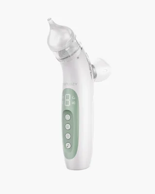 Momcozy BreezyClear™ 2-in-1 Electric Nasal Aspirator for Baby with Spray, 65kPa Hospital-Grade Suction, 4 Adjustable Levels, Quiet & Portable Nose Cleaner with Soothing Light & Music