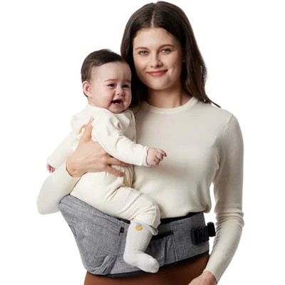 Momcozy CPC-Certified Baby Hip Carrier - Adjustable Waistband with Original 3D Belly Protector, Ergonomic Carrier with Various Pockets for Newborns & Toddlers up to 45lbs (Black, Medium)
