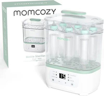 Momcozy Electric Steam Baby Care Bottle Sterilizer and Dryer, Multi-Function 8-in-1, Suitable for Baby Bottles, Breast Pump Accessories & Baby Stuff,Mid-Rang - BS04