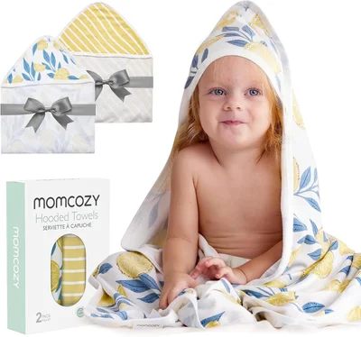 momcozy Hooded Baby Towel Set, 8-Piece Baby Bath Towel Set