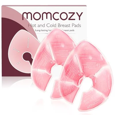 Momcozy Larger Breast Therapy Packs, Hot and Cold Breast Pads with 2 Soft Covers, Breastfeeding Essentials，2 Pack，Pink