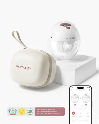 Momcozy M5 Smart Breast Pump, APP Controlled Wearable Hands‑Free Electric Pump, 3 Modes 9 Suction Levels, Portable Lightweight Pump, 24mm Flange, 1 Count, Cozy Red - Cozy Red / Single