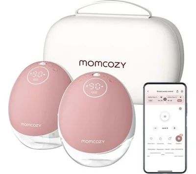 Momcozy M9 Hands Free Breast Pump Mobile Flow, Electric & App Control, Personalized Multi-Modes & 15 Levels, Wearable Pump Breastfeeding, 24mm (Cozy Gray, 2 Count)