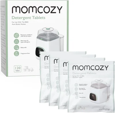 ​Momcozy Official Washing Block for KleanPal Pro Baby Bottle Washer, 120 Detergent Tablets for Cleaning Baby Bottles, Breast Pump Parts, Feeding Accessories, Rinse-Free, BPA-Free, Travel & Home Use
