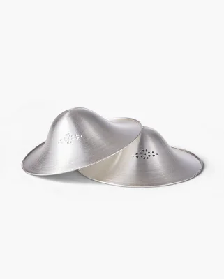 Momcozy 999 Silber-Stillhuetchen Original perforiertes atmungsaktives Design, Brustwarzenschutz zum Stillen, Groesse XXL (65 mm)