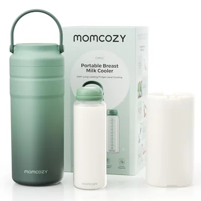 Momcozy Portable Breast Milk Cooler for Travel, Leak Proof Small Freezer - Green / small
