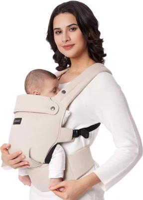 Momcozy Baby Carrier with Natural Cotton Linen, Built to Last, Ergonomic Design, Lightweight and Comfortable, Hands-Free for Moms&Dads, Slate Checkerboard