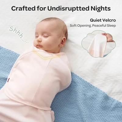 momcozy Swaddles for Newborns 0-3 Months, Quiet Fastener Swaddle Wrap, Easy for New Parents, Reduces Startle Reflex, 2-Pack, Gray & Blue — image 7