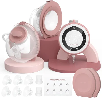 Momcozy V1 Pro Breast Pump, Hands Free Portable Electric Pump with 300mmHg Suction, 3 Rhythms and 15 Levels, Leak Proof DoubleFit Flange, 2300mAh Battery
