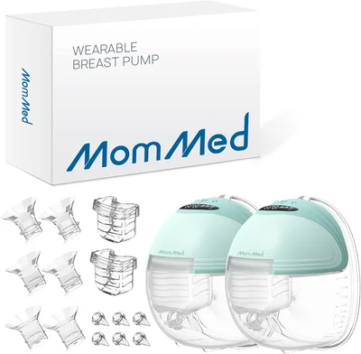 MOMMED Double Breast Pumps, Breast Pumps Hands Free with 3 Mode & 12 Levels, Rechargeable, Leak-Proof Design Electric Breast Pumps, 24 mm Wearable Breast Pumps, Includes 17/19/21 mm Flange Inserts