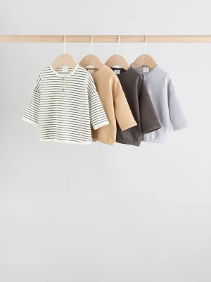 Mono Stripe Baby Long Sleeve T-Shirts 4 Pack