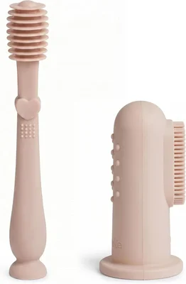 Moonkie Baby Finger Toothbrush Tongue Oral Cleaner Kit for 3 Months +, 2 Pcs (Blush)