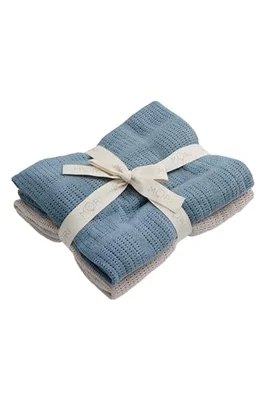 MORI Baby Cellular Blanket Pack of 2 Rose Biscuit Organic Cotton Bamboo Swaddle Lightweight Breathable for Newborn Ideal for Cot Crib Moses Basket Pram Durable One Size