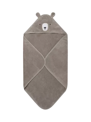 MORI Baby Cotton Bear Hooded Baby Towel, Taupe