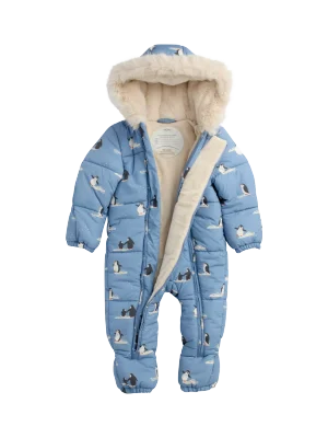 MORI Baby Penguin Snowsuit, Rainwash Blue