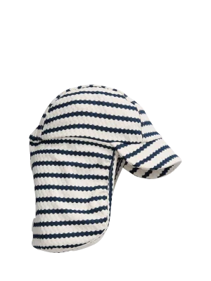 MORI Baby Sunsafe Wave Print Swim Hat, Dark Blue Stripe