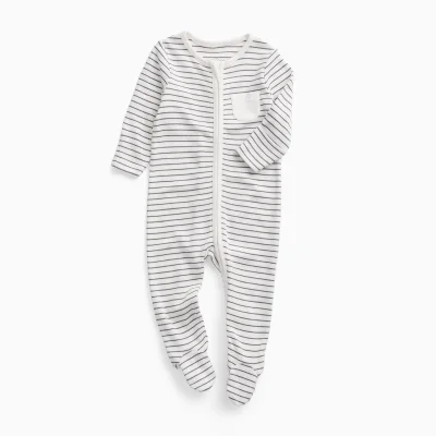 MORI Clever Zip Sleepsuit - Grey Stripe