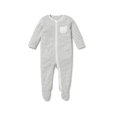 MORI Clever Zip Sleepsuit - Safari - Grey Stripe