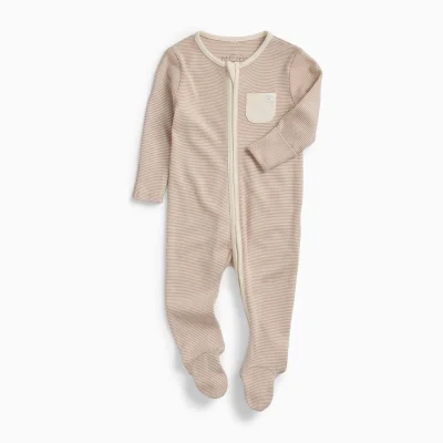 MORI Clever Zip Sleepsuit - Oatmeal Stripe