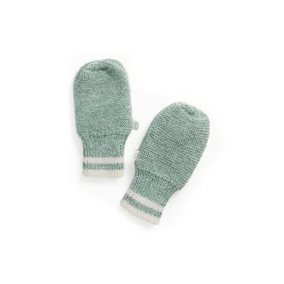 Mori Contrast Stripe Mittens - Mint Green / 12-24m