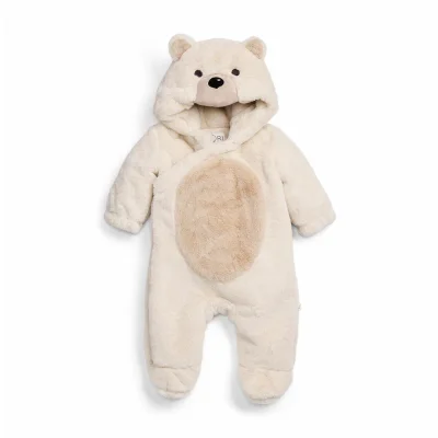 MORI Faux Fur Polar Bear Pramsuit - Ecru