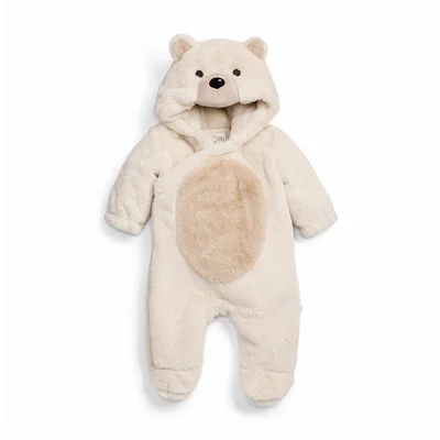 MORI Faux Fur Polar Bear Pramsuit - Ecru