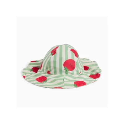 Mori Floppy Sun Safe Swim Hat - Strawberry & Green Stripe / 0-3m