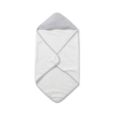 MORI Hooded Baby Bath Towel - White + Grey - White/Grey
