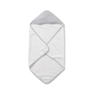 MORI Hooded Baby Bath Towel - White + Grey - White/Grey