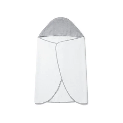 Mori Hooded Toddler Bath Towel - White/Grey