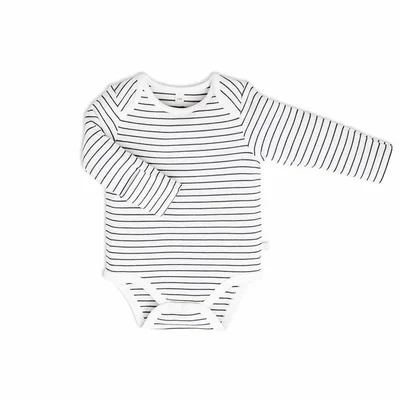 Mori Long Sleeve Bodysuit - Grey Stripe / 6-9 Months
