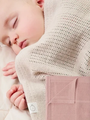 MORI Pink/Neutral Supersoft Cellular Blankets 2 Pack - Regular / Pink/Neutral