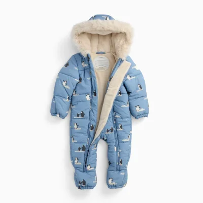 MORI Recycled Faux Fur Lined Penguin Snowsuit - Rainwash