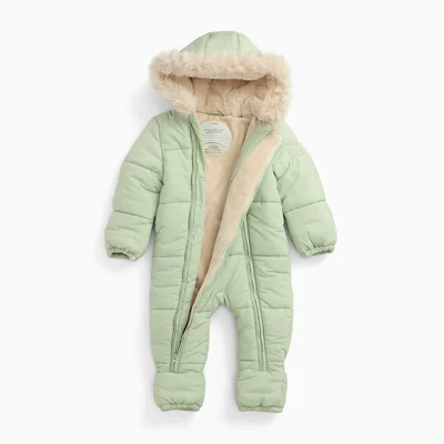 MORI Recycled Faux Fur Lined Snowsuit - Sage