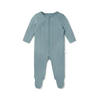 MORI Ribbed Clever Zip Sleepsuit - Mint