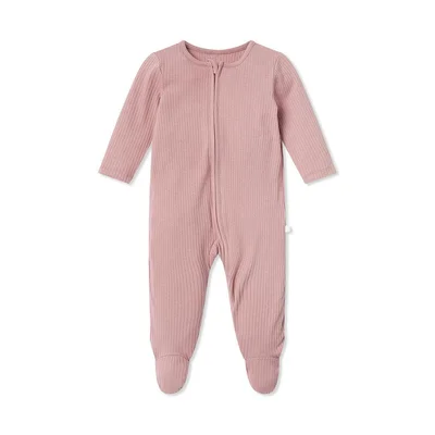 Two-Way Zip Ribbed Sleepsuit with Cotton — image 2