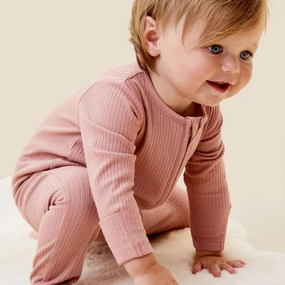 Two-Way Zip Ribbed Sleepsuit with Cotton — image 5