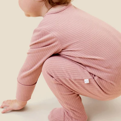 Two-Way Zip Ribbed Sleepsuit with Cotton — image 6