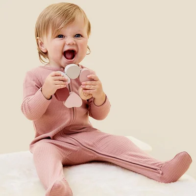 Two-Way Zip Ribbed Sleepsuit with Cotton — image 7