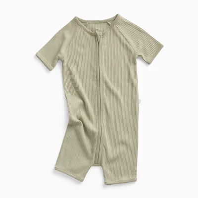 MORI Ribbed Zip Summer Sleepsuit - Sage