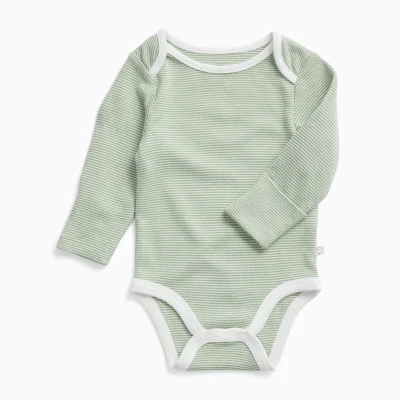 MORI Sage Stripe Long Sleeve Bodysuit