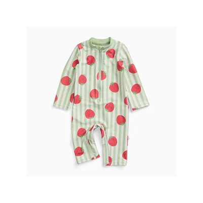 MORI Stripe Sun Safe Suit - Strawberry & Green Stripe