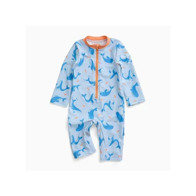 MORI Sun Safe Suit - Blue Whale Print - Blue Whale Print / 0-3m